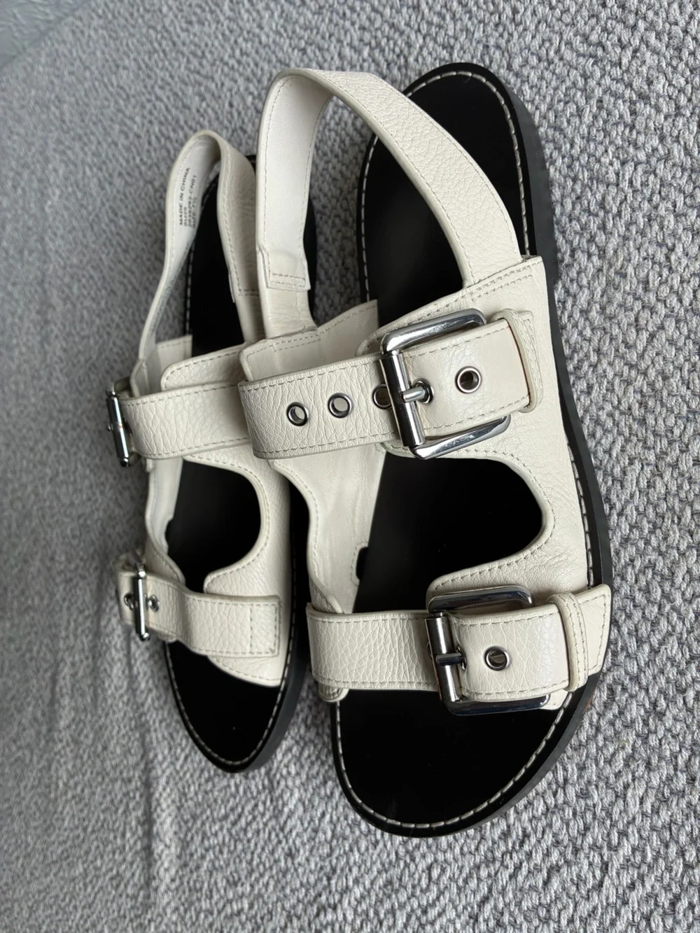 Madewell NV812 Ivory Leather Double Buckle Slingback Sandals Women's Size 7.5